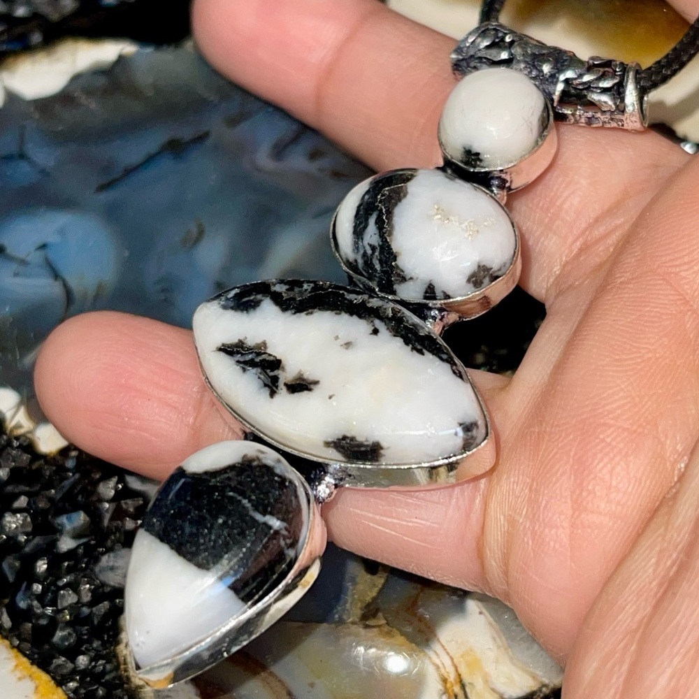 White Buffalo Turquoise Pendant 3” - Picture 12 of 17